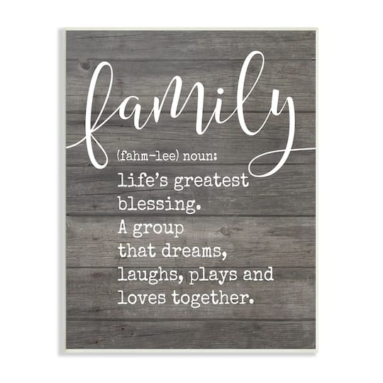 Stupell Industries Family Definition Planked Wood Wall Plaque